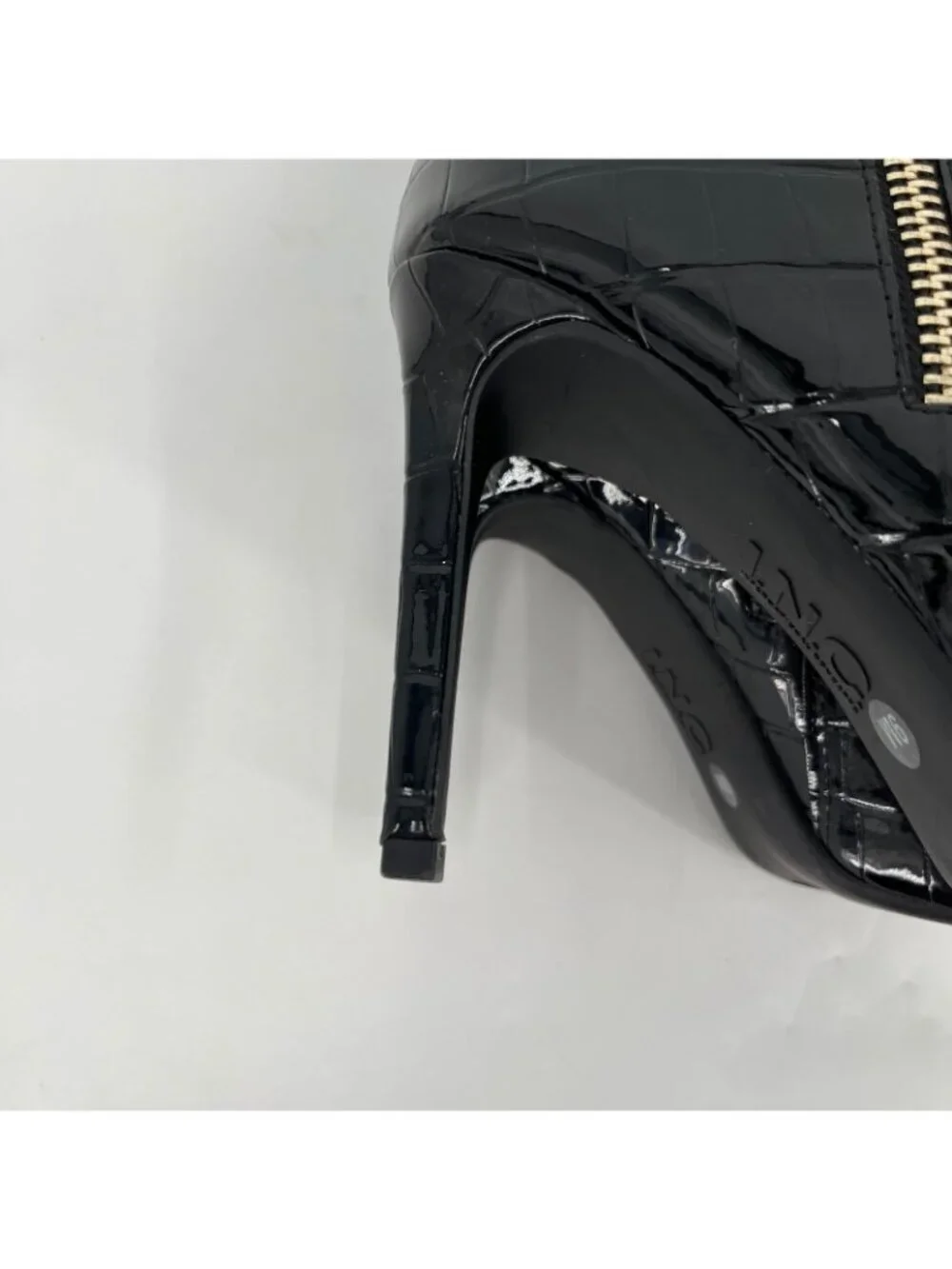INC Sabrinaa Knee High Boots Black Croc Size 9M Faux Leather Pointed Toe Heel